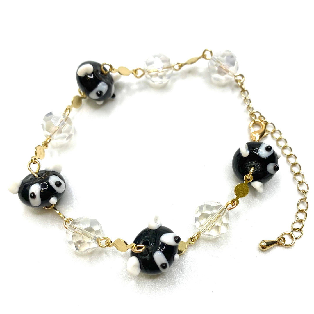 Bracelet Bead Glass Bear Black