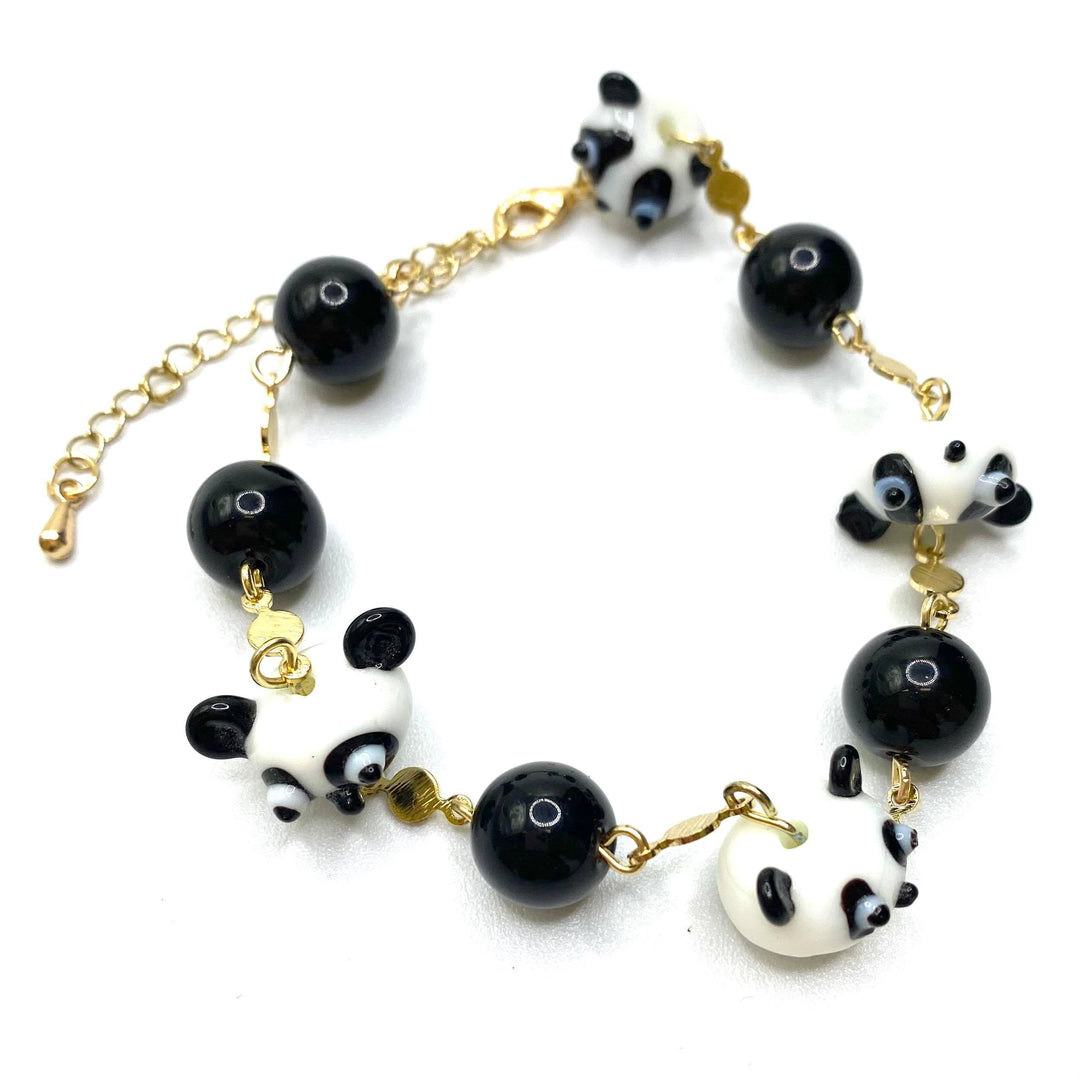 Bracelet Bead Glass Panda White and Black