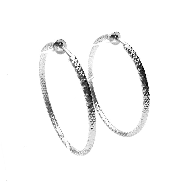 Earring CLIP on Metal Texture Hoop