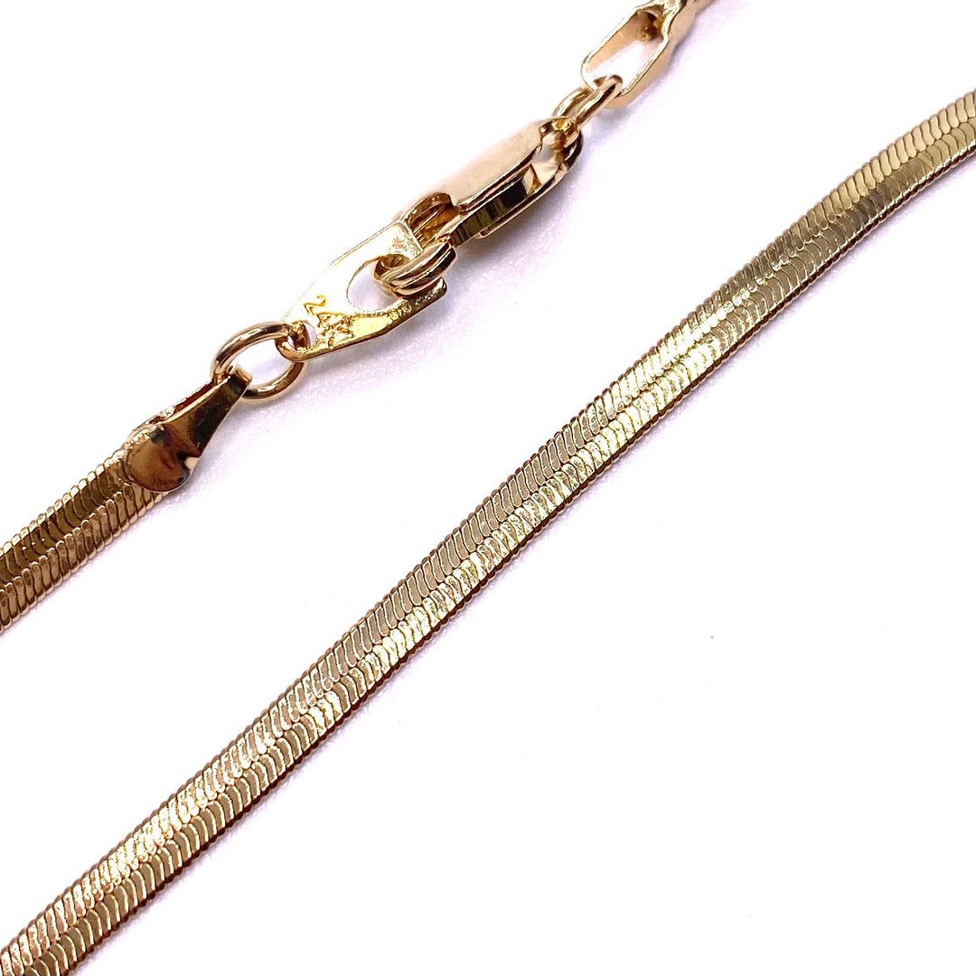 Necklace Chain Gold Herringbone 24 inch