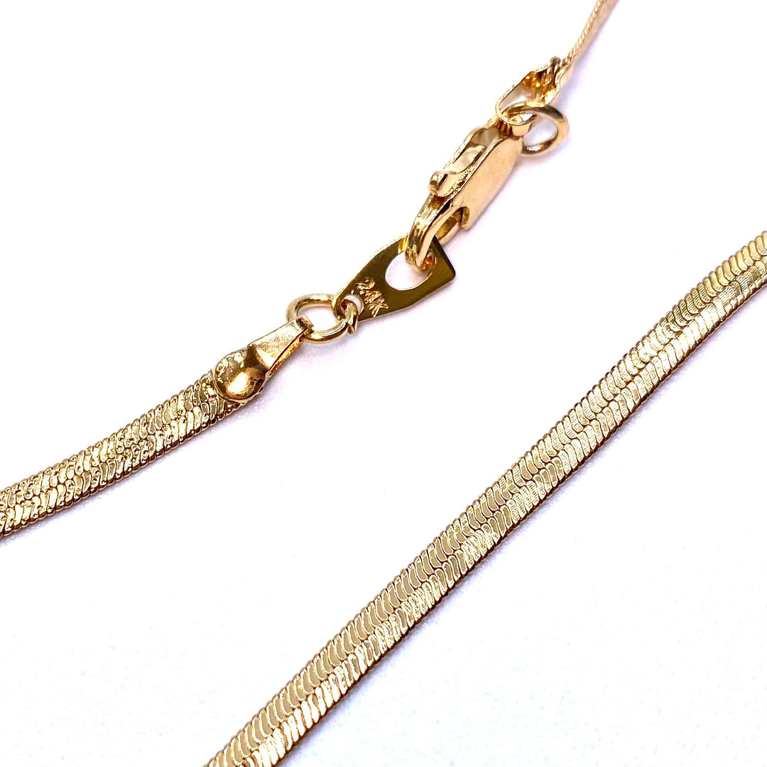 Necklace Chain Gold Herringbone I LOVE YOU 20 inch