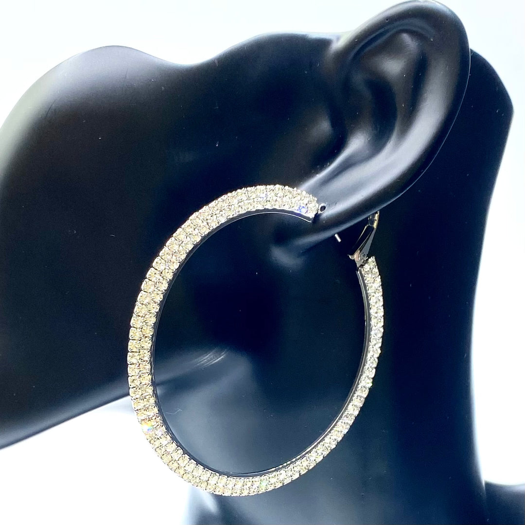 Earring Rhinestone Hoop 2.75 inch