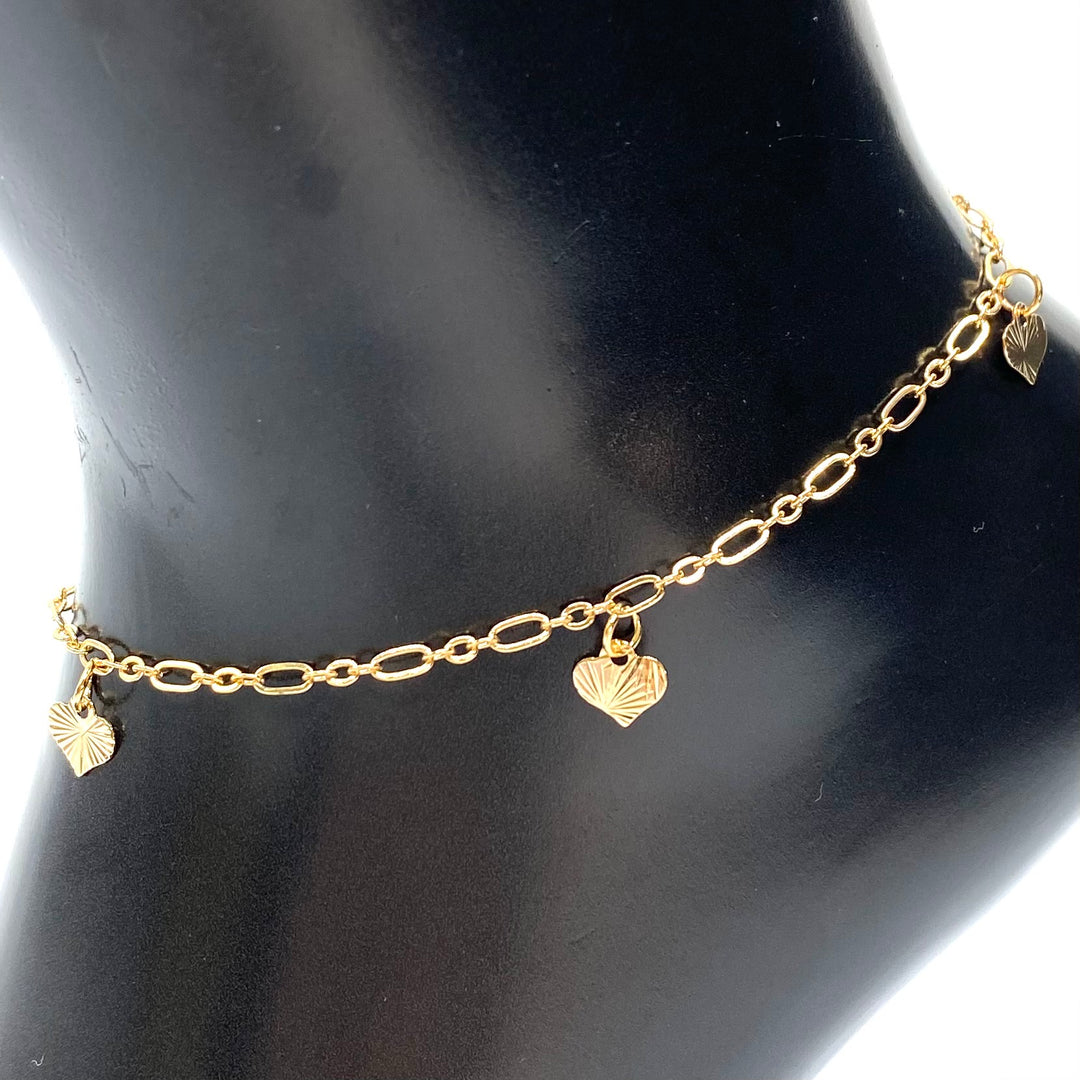 Anklet Charm Heart Gold