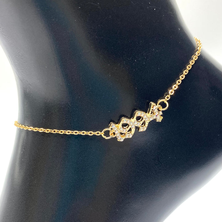 Anklet Metal Year Rhinestone Gold