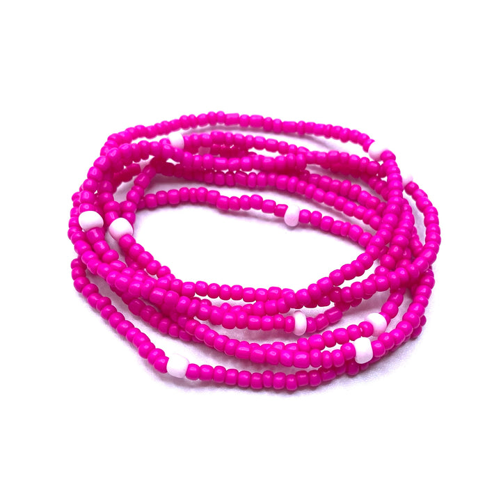 Bracelet Stretch Bohemian Stackable Bead 6 piece Hot Pink Mix