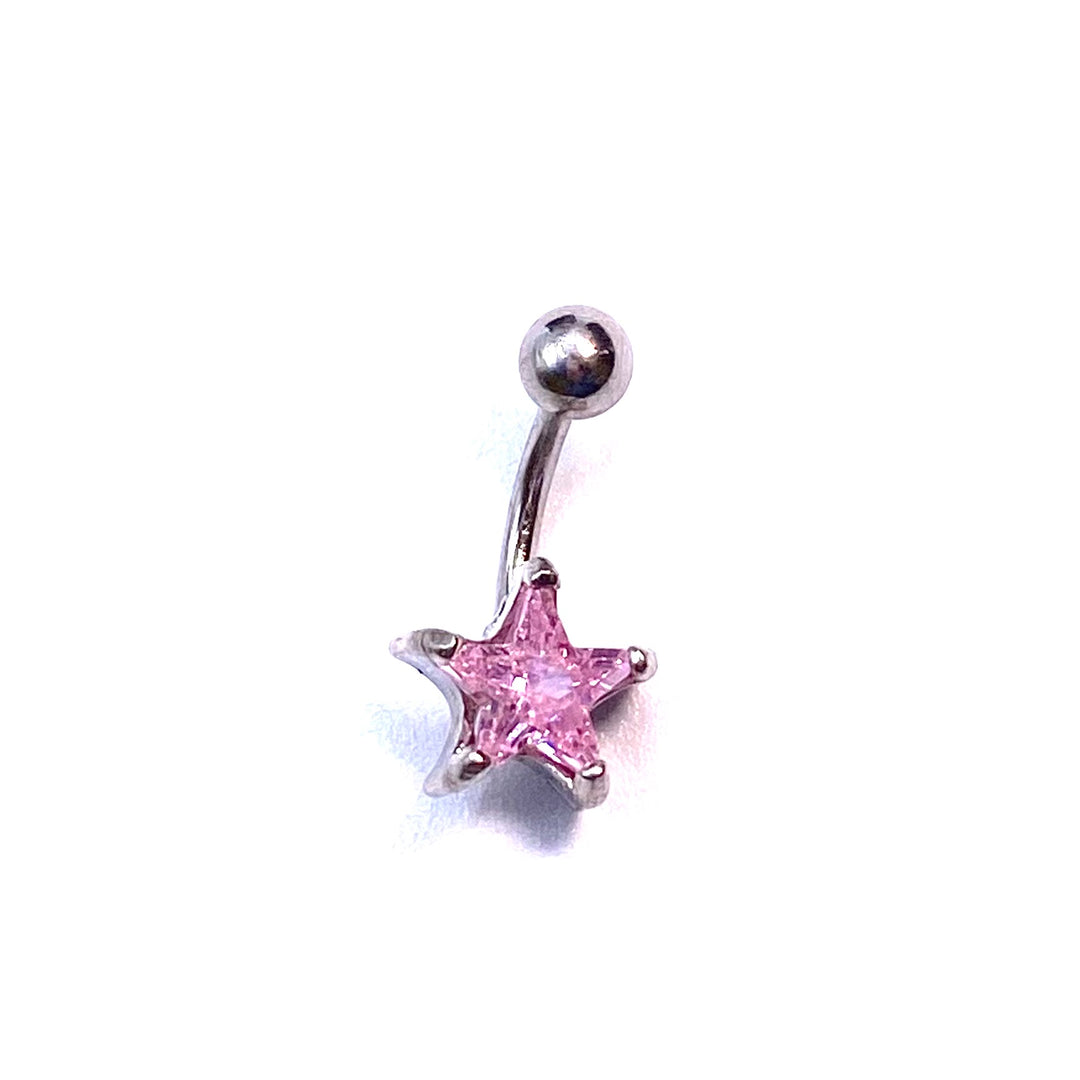 Belly Button Navel Ring Star Pink