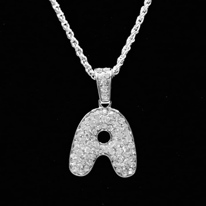 Charm Initial Rhinestone Medium Silver