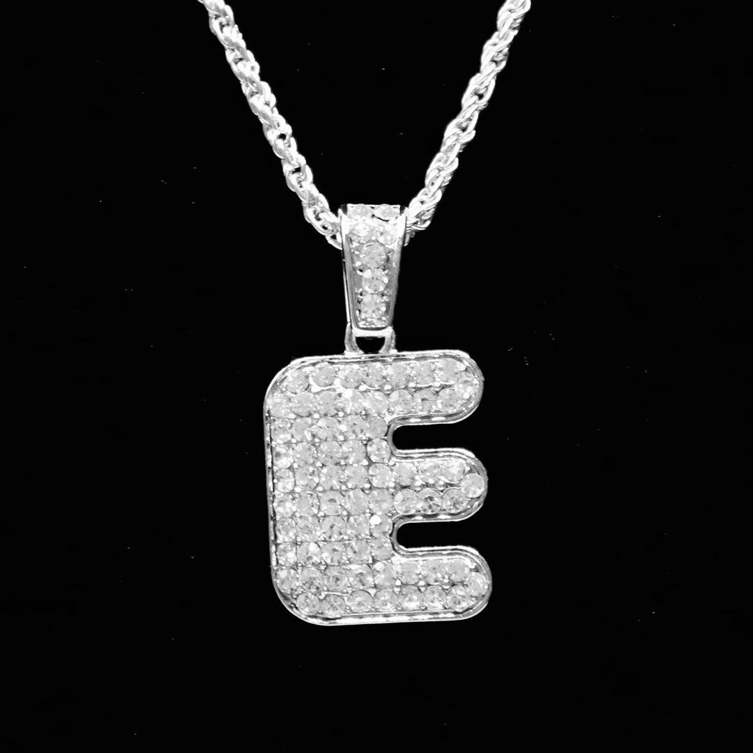 Charm Initial Rhinestone Medium Silver