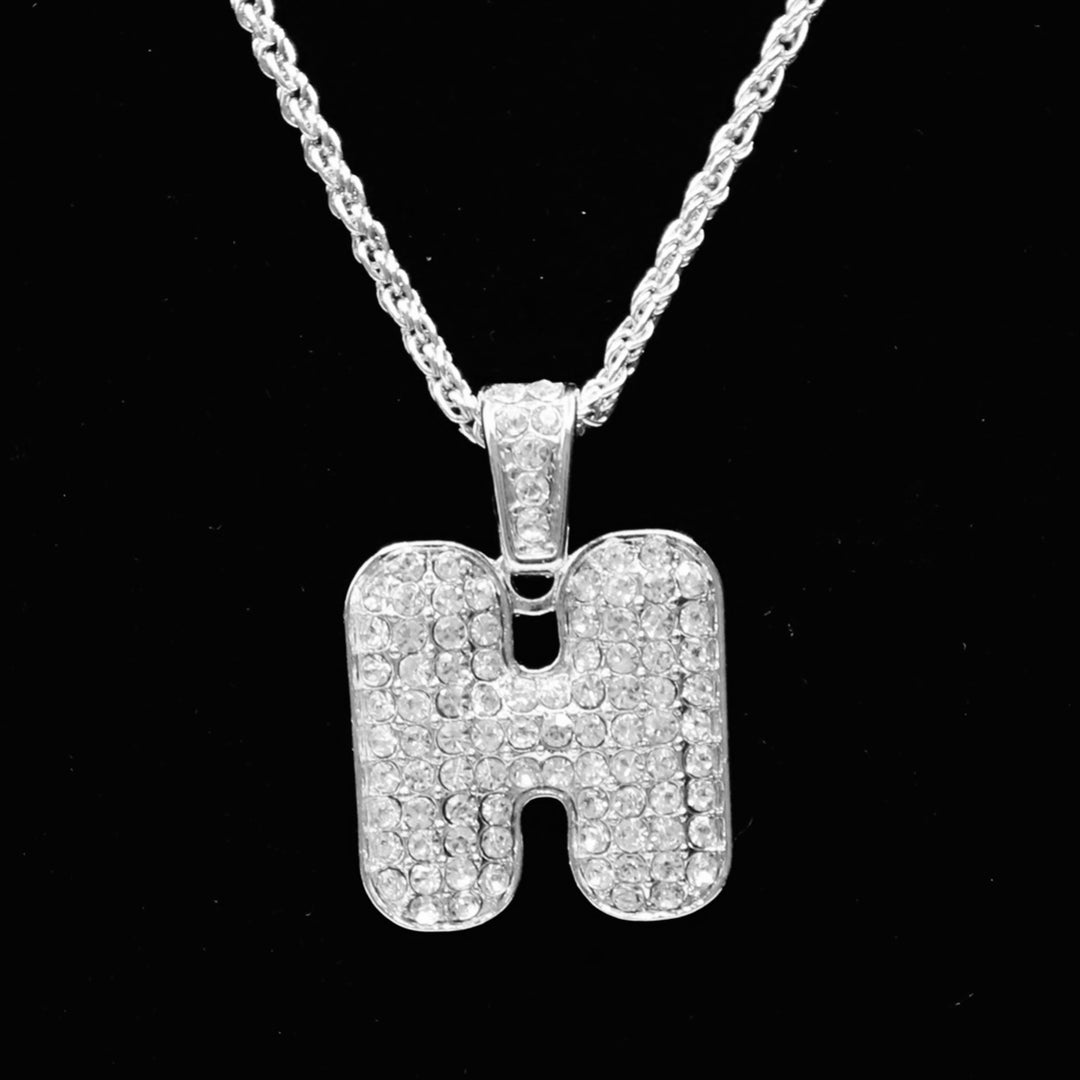 Charm Initial Rhinestone Medium Silver