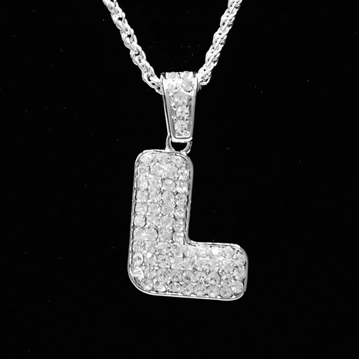 Charm Initial Rhinestone Medium Silver