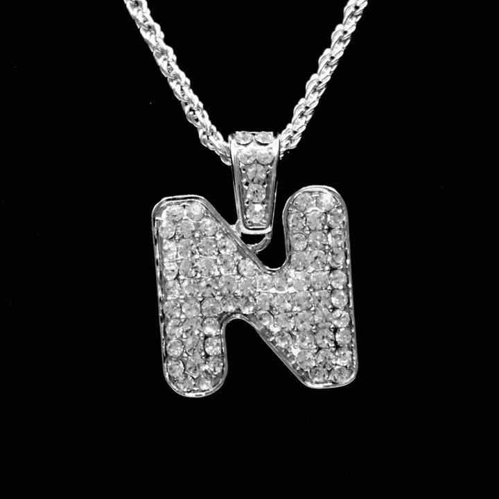 Charm Initial Rhinestone Medium Silver