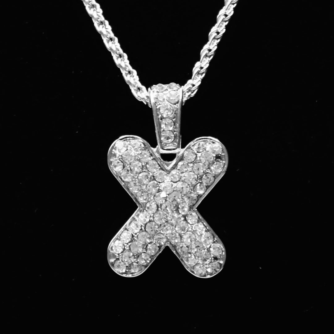 Charm Initial Rhinestone Medium Silver