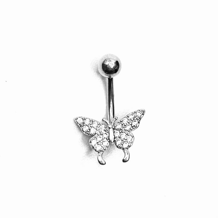 Belly Ring Belly Button Bar 316L Rhinestone Crystal Butterfly