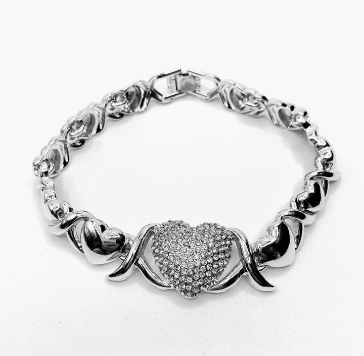 Bracelet Metal Design Love You Hearts Rhinestone