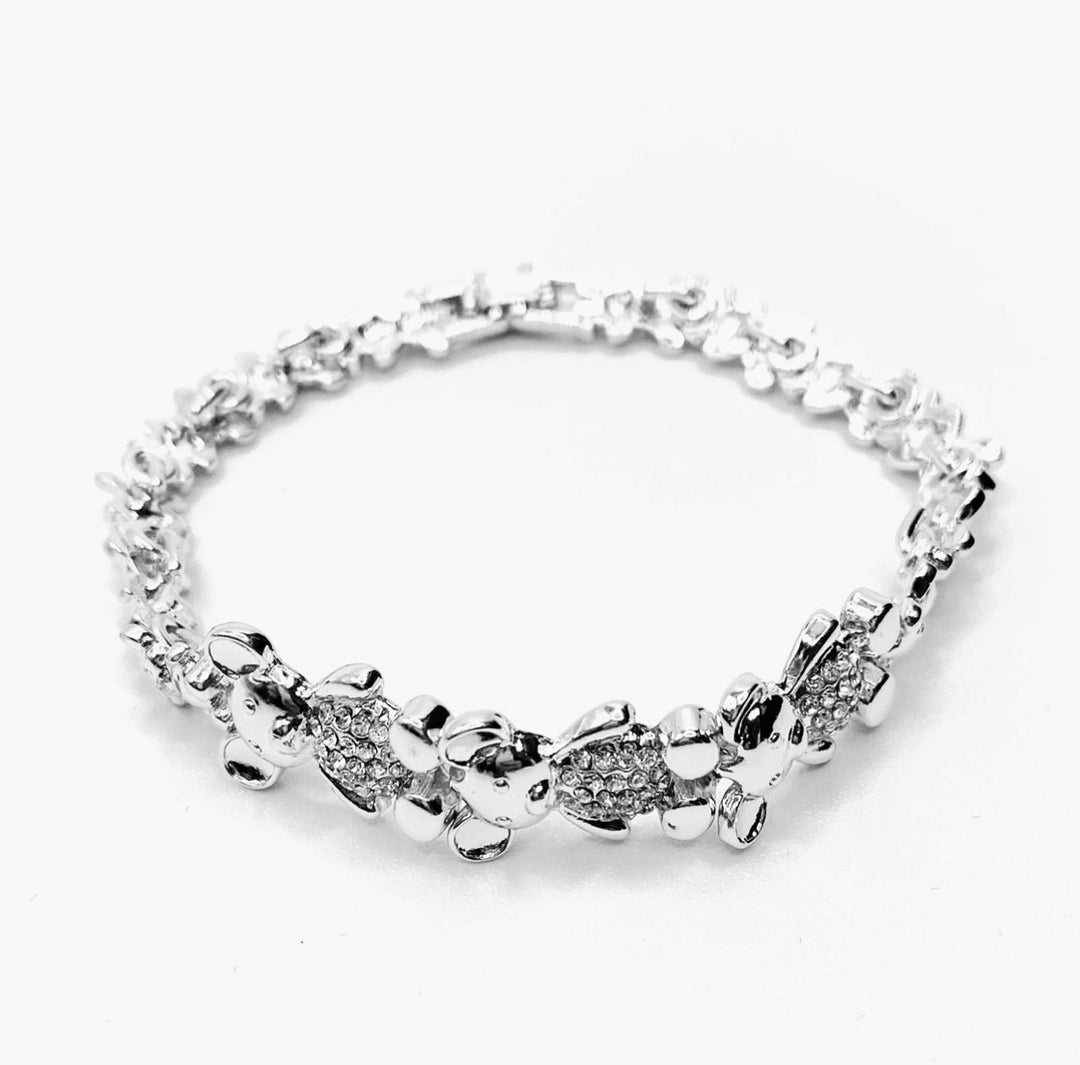 Bracelet Metal Design Bears Rhinestone