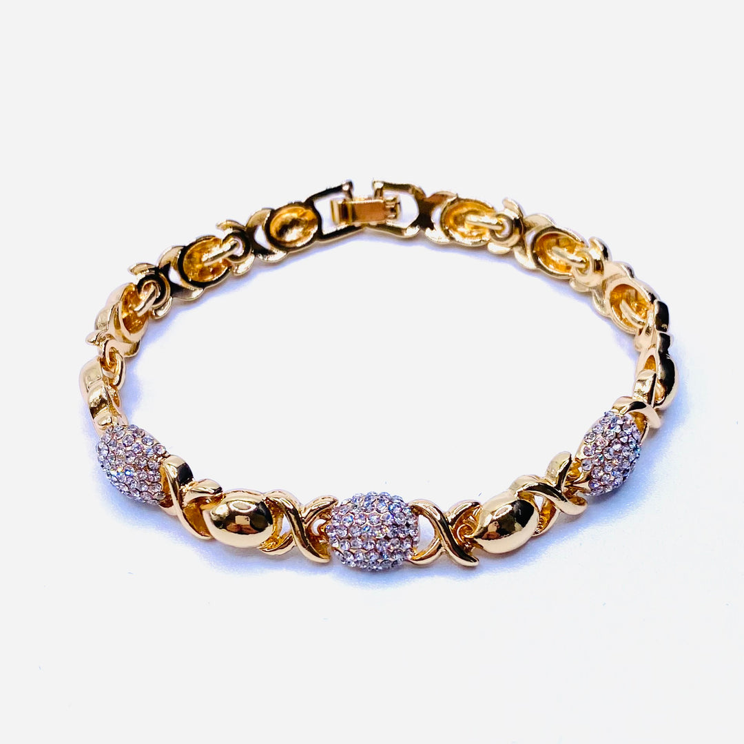 Bracelet Metal Design Oval Rhinestone