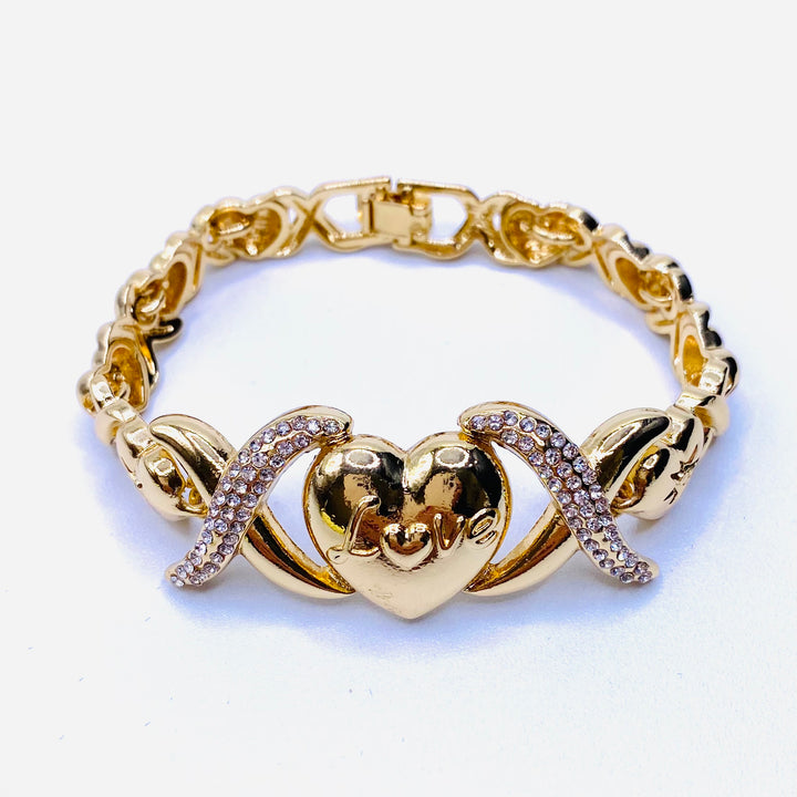 Bracelet Metal Design Love Heart Rhinestone