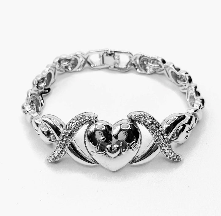 Bracelet Metal Design Love Heart Rhinestone