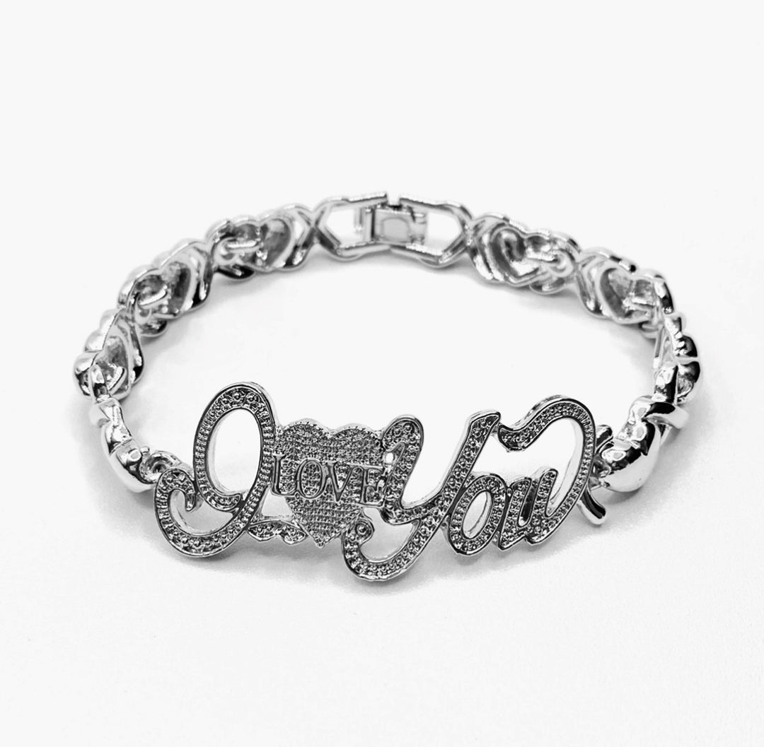 Bracelet Metal Design I Love You Rhinestone