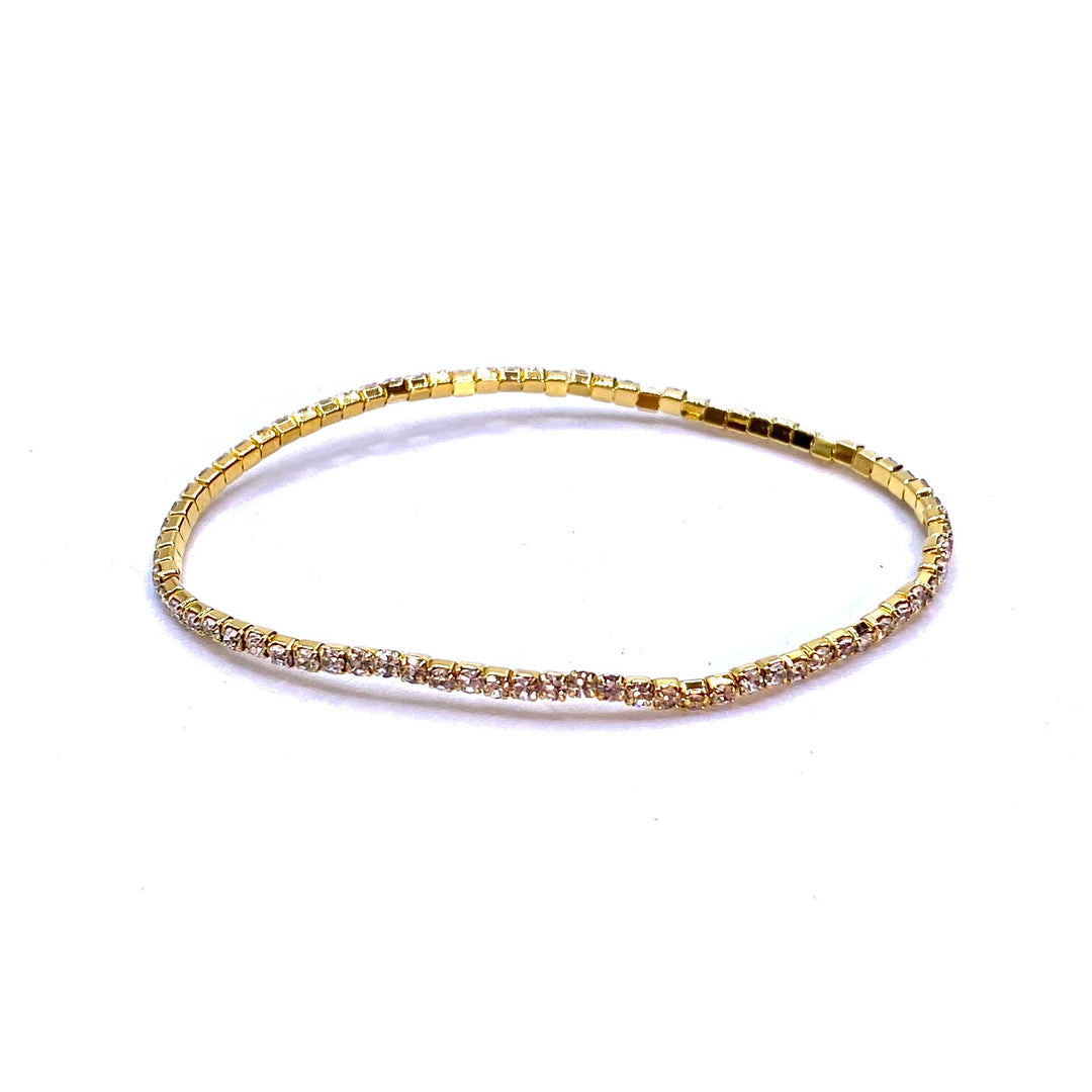 Bracelet Stretch Rhinestone Stackable Crystal 1 piece Gold Clear SMALL