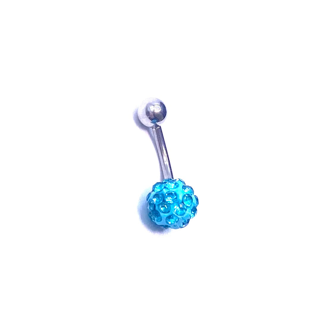 Belly Button Navel Ring Rhinestone Aqua