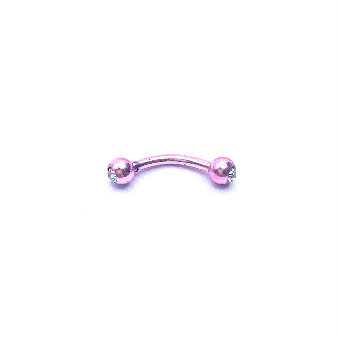 Curved Barbell Metallic Pink Crystal