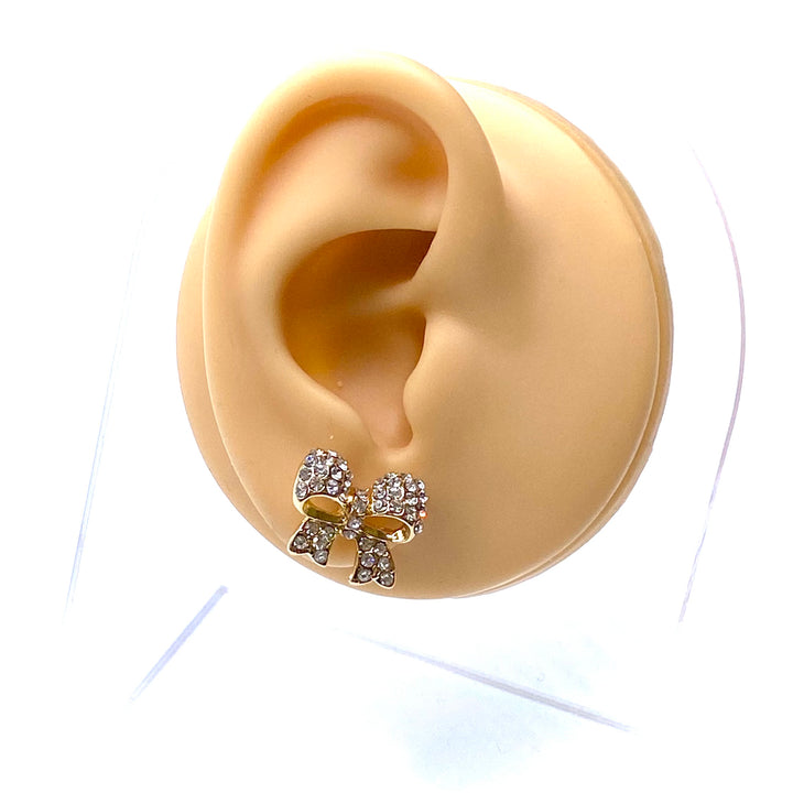 Earring Stud Rhinestone Bow