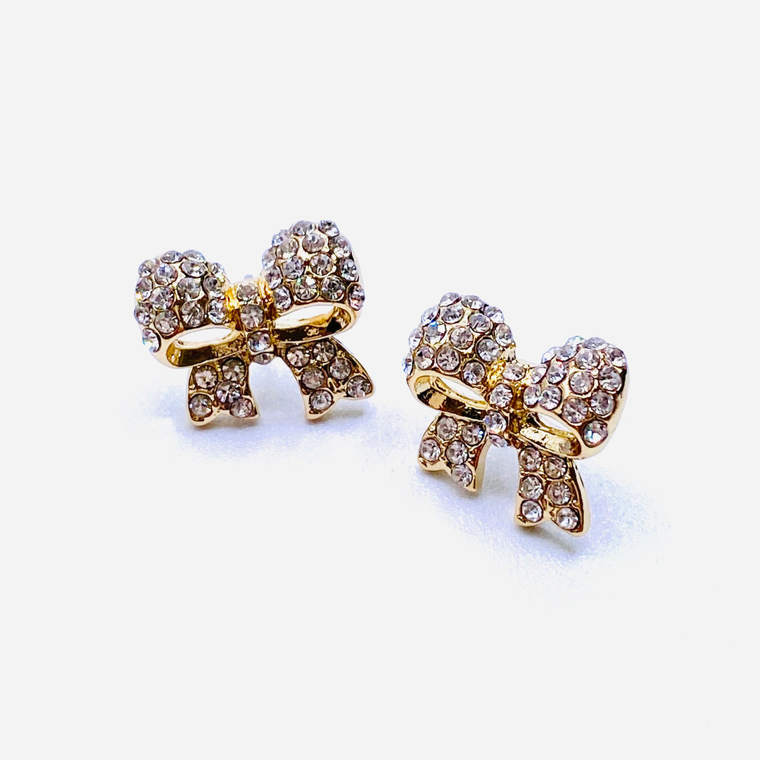 Earring Stud Rhinestone Bow