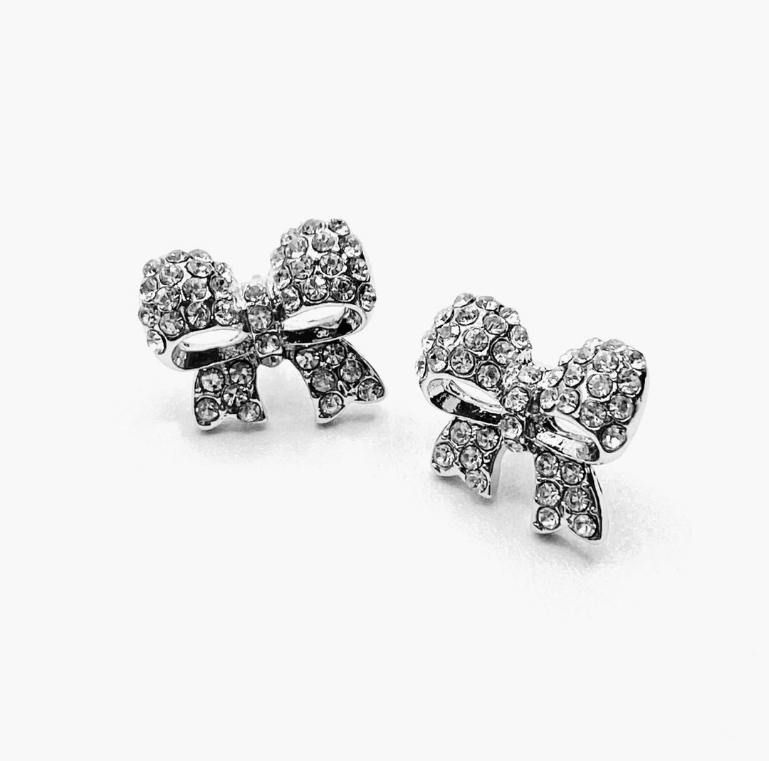 Earring Stud Rhinestone Bow