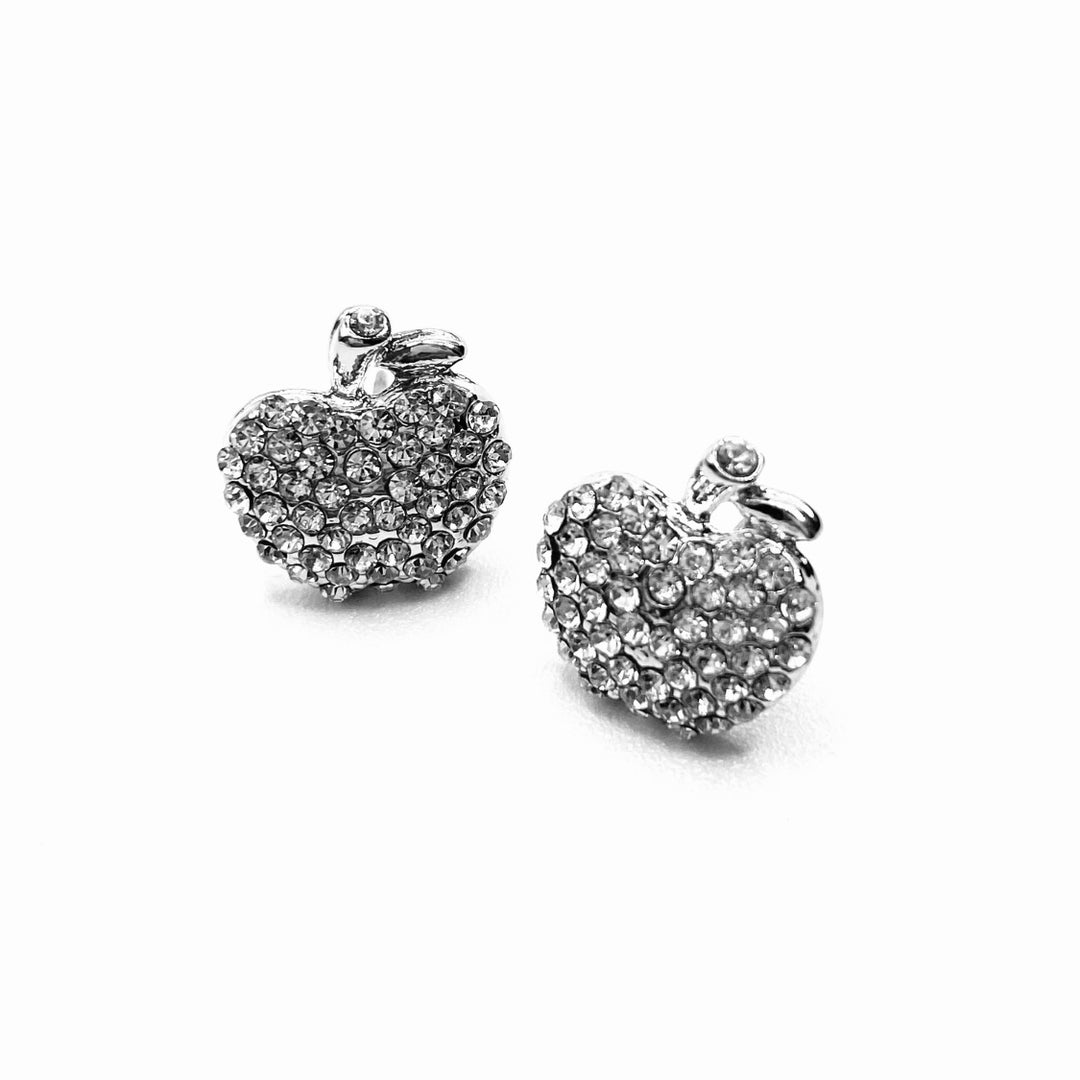 Earring Stud Rhinestone Apple