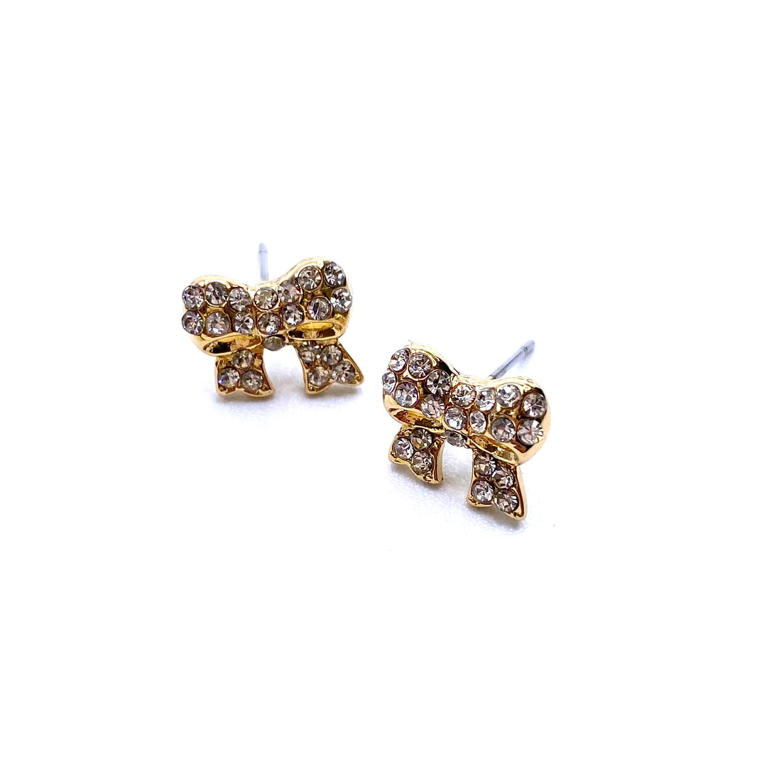 Earring Stud Rhinestone Bow