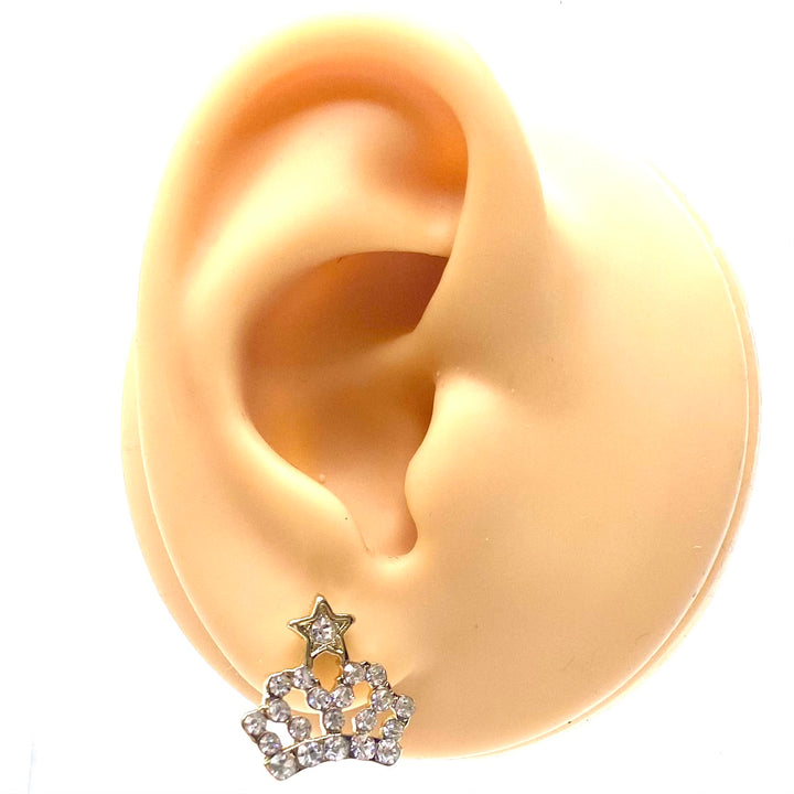 Earring Stud Rhinestone Crown