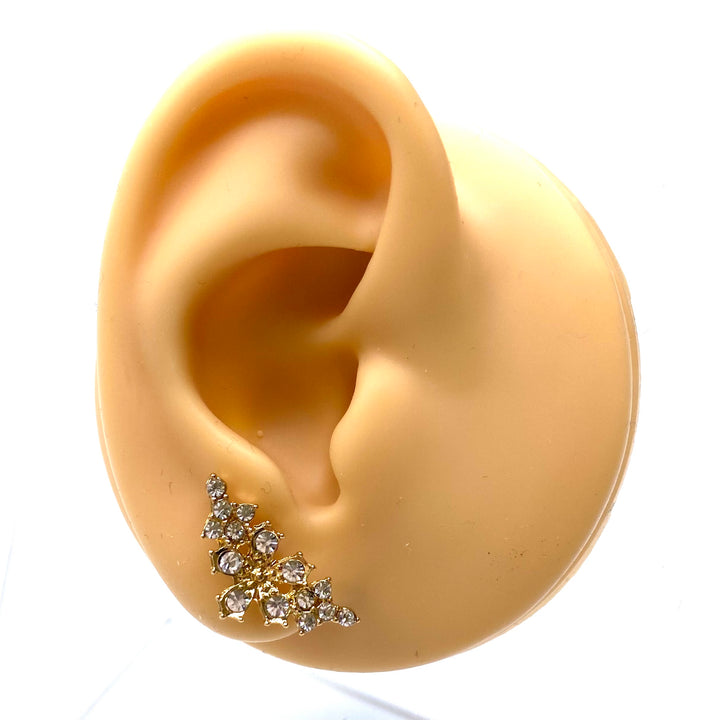 Earring Stud Rhinestone Line Floral