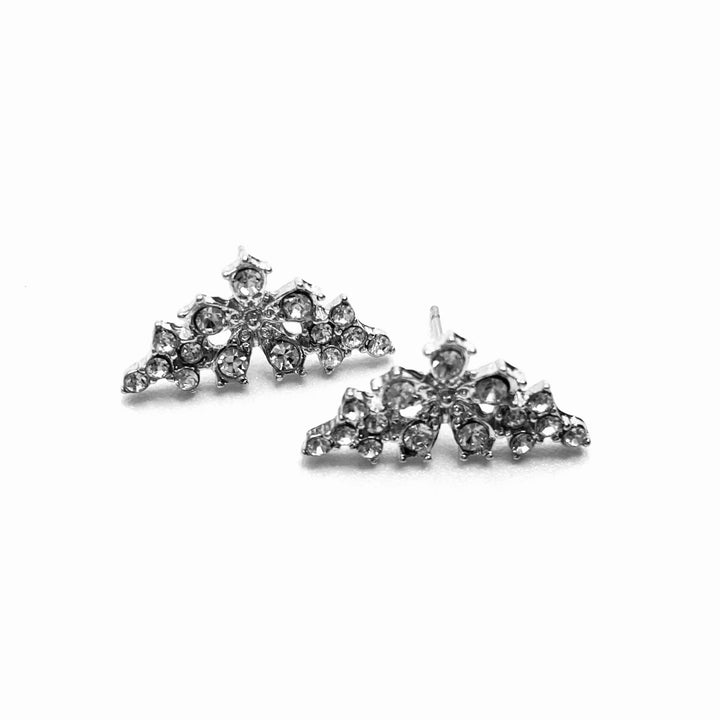 Earring Stud Rhinestone Line Floral