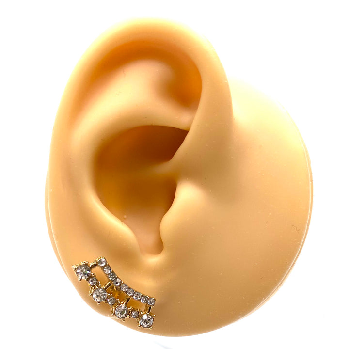 Earring Stud Rhinestone Line Crown