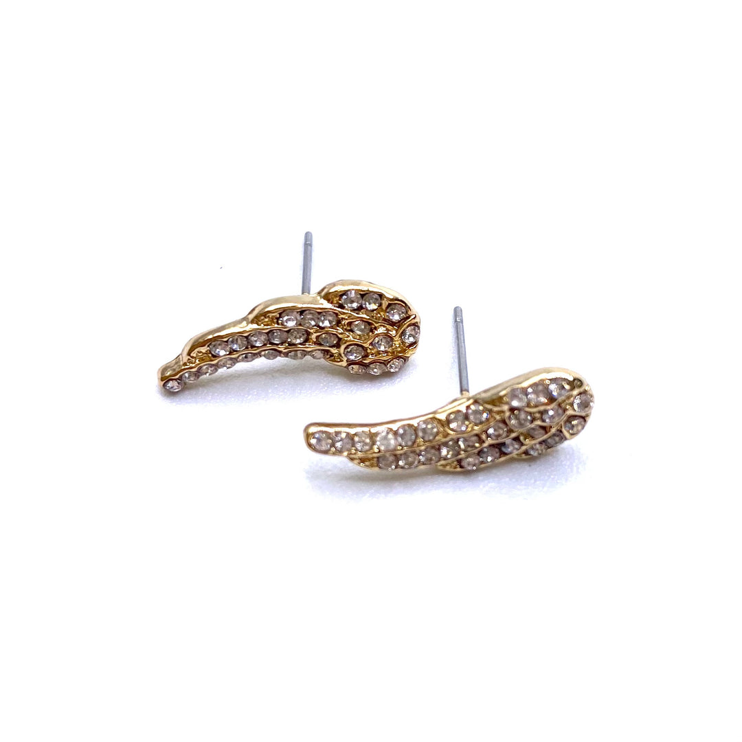 Earring Stud Rhinestone Design Wing