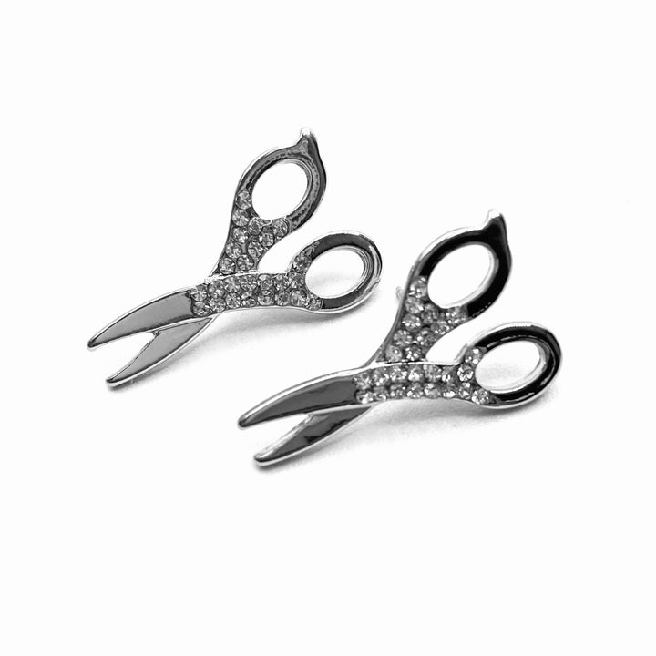 Earring Stud Rhinestone Scissors