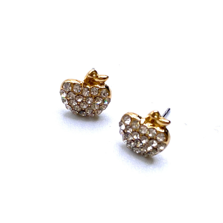 Earring Stud Rhinestone Apple