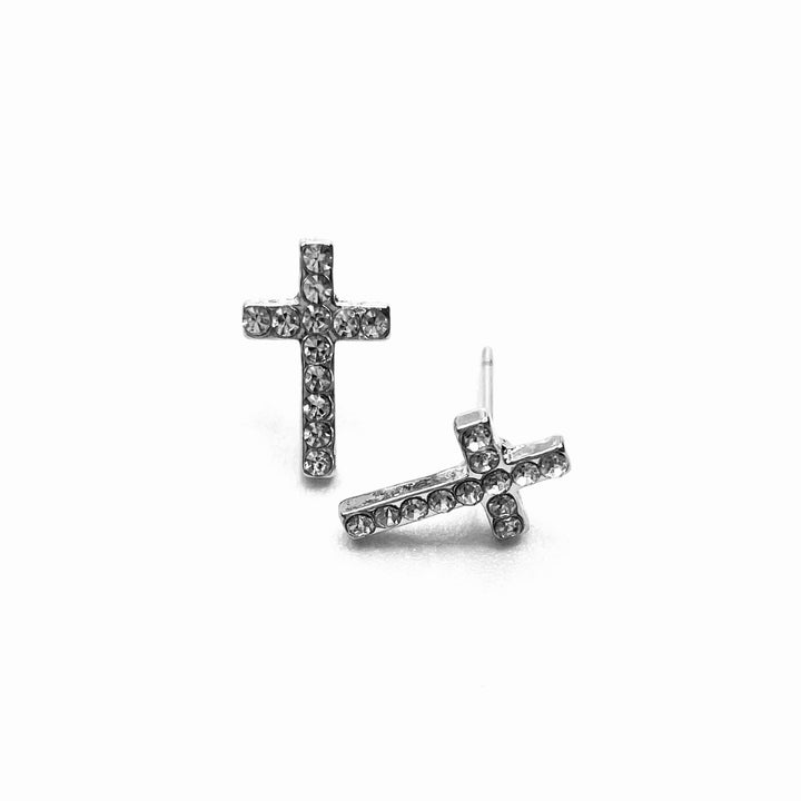 Earring Stud Rhinestone Cross