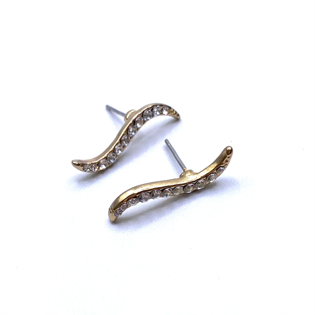 Earring Stud Rhinestone Design Wave