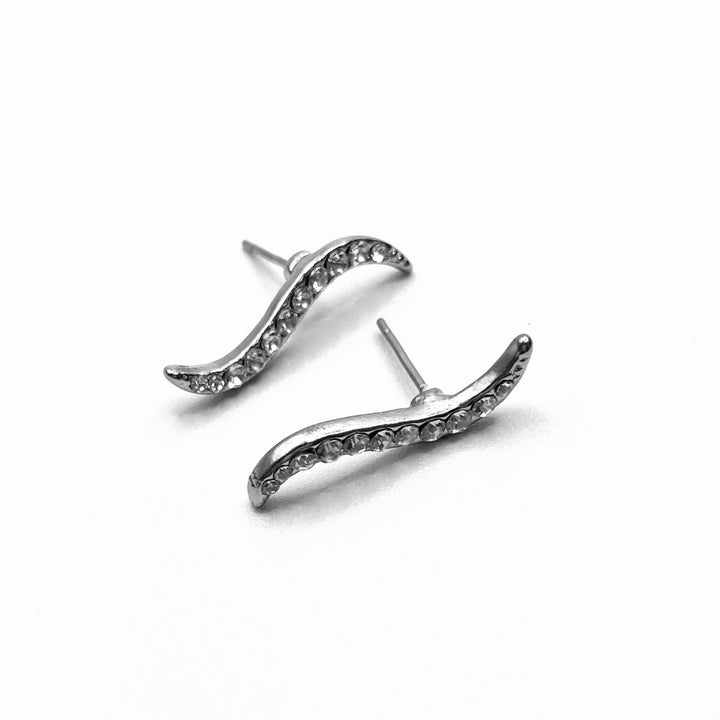 Earring Stud Rhinestone Design Wave