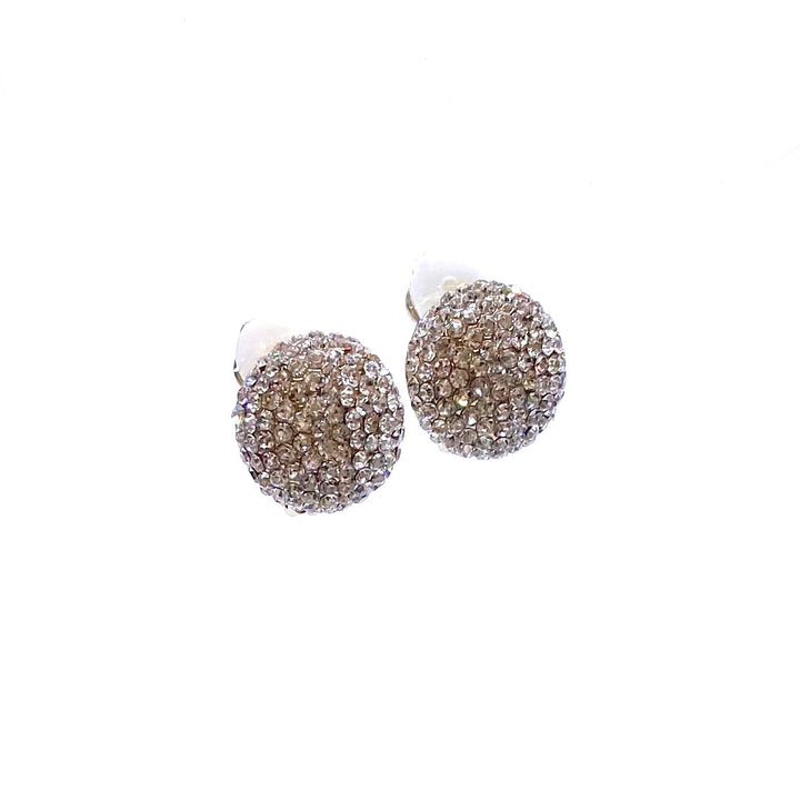 Earring CLIP on Pave Rhinestone Circle Small