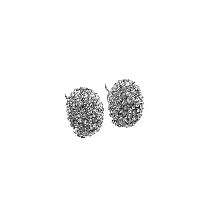 Earring CLIP on Pave Rhinestone Oval Small