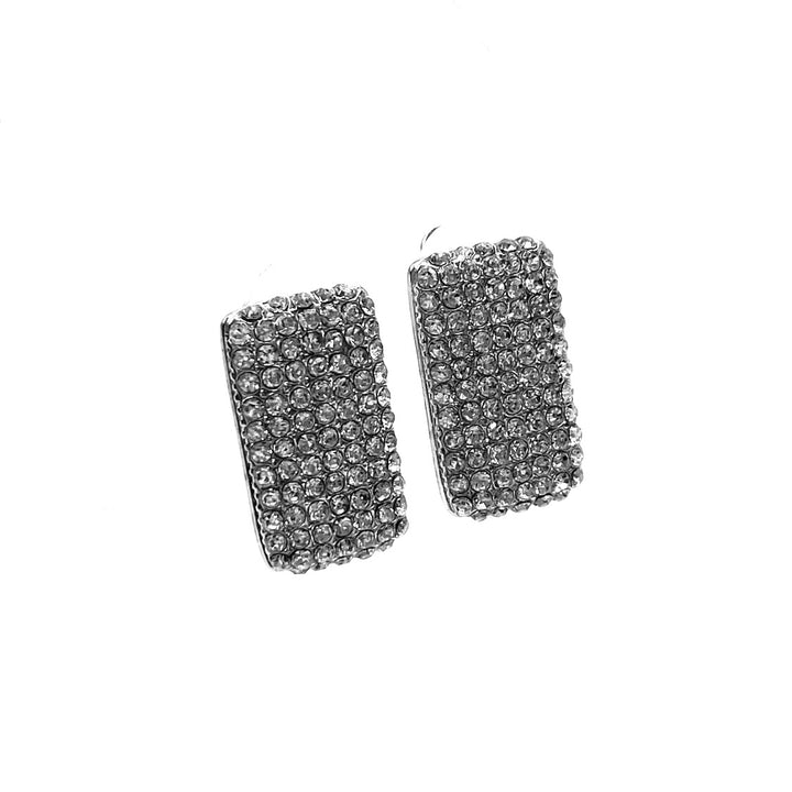 Earring CLIP on Rhinestone Rectangle