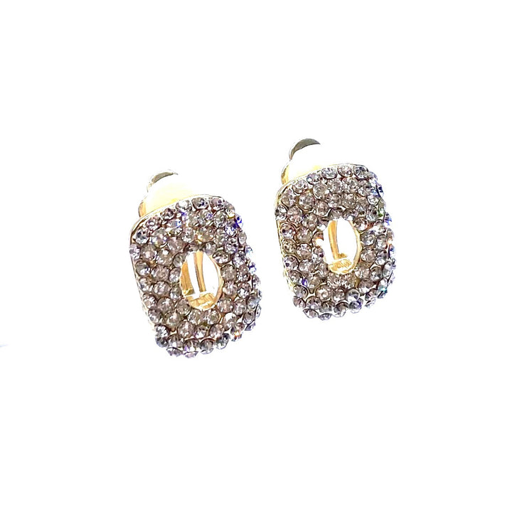 Earring CLIP on Rhinestone Rectangle