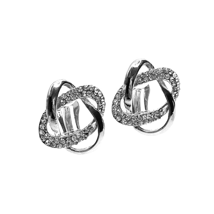 Earring CLIP on Rhinestone Metal Design