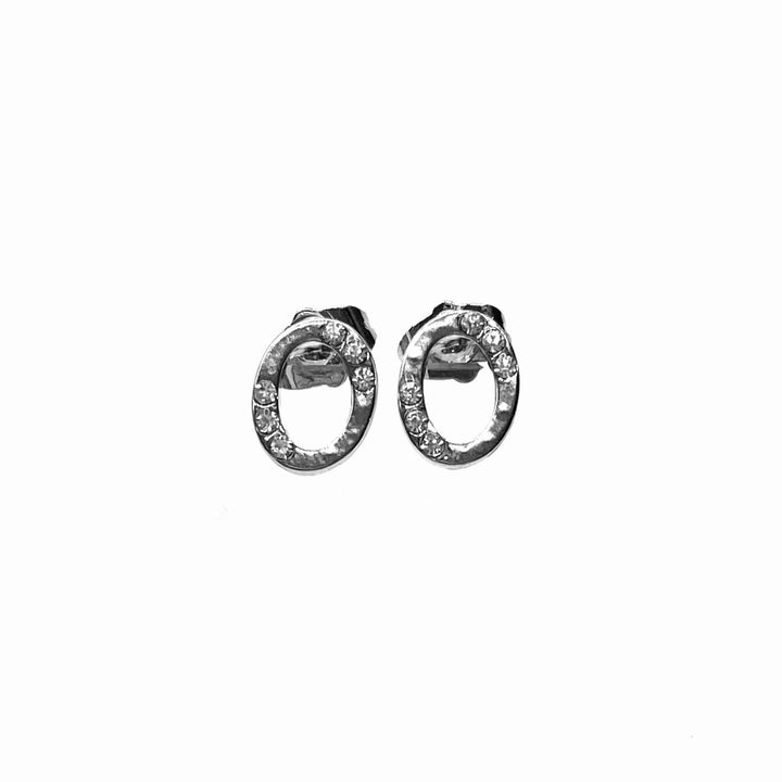 Earring Metal Initial Letter Silver Clear