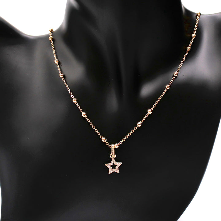 Necklace Charm Rhinestone Star Gold