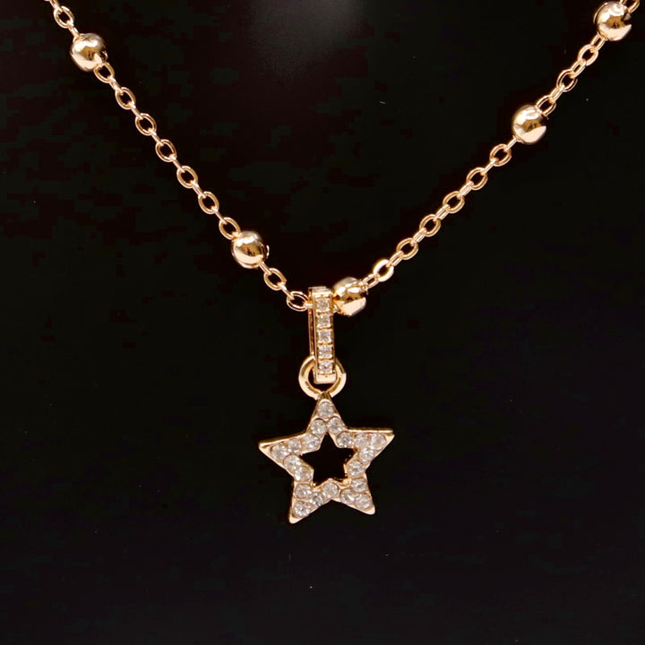 Necklace Charm Rhinestone Star Gold