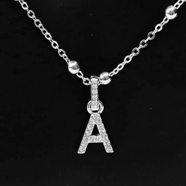 Necklace Charm Initial Letter Silver